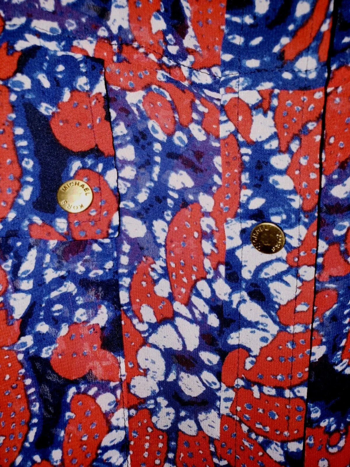 Camicia da donna Michael Kors MK rossa blu camicetta con cappuccio taglia plus 2X