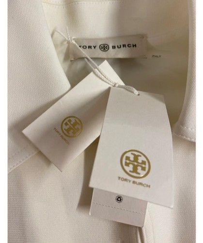 TORY BURCH Stretch crepe Shirt Size 4 White RRP £720 NEW OFFICIAL - Picture 2 of 3