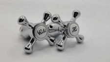 Replacement HOT & Cold Victorian Style Cross Head TAP TOP Covers Chrome Plated 
