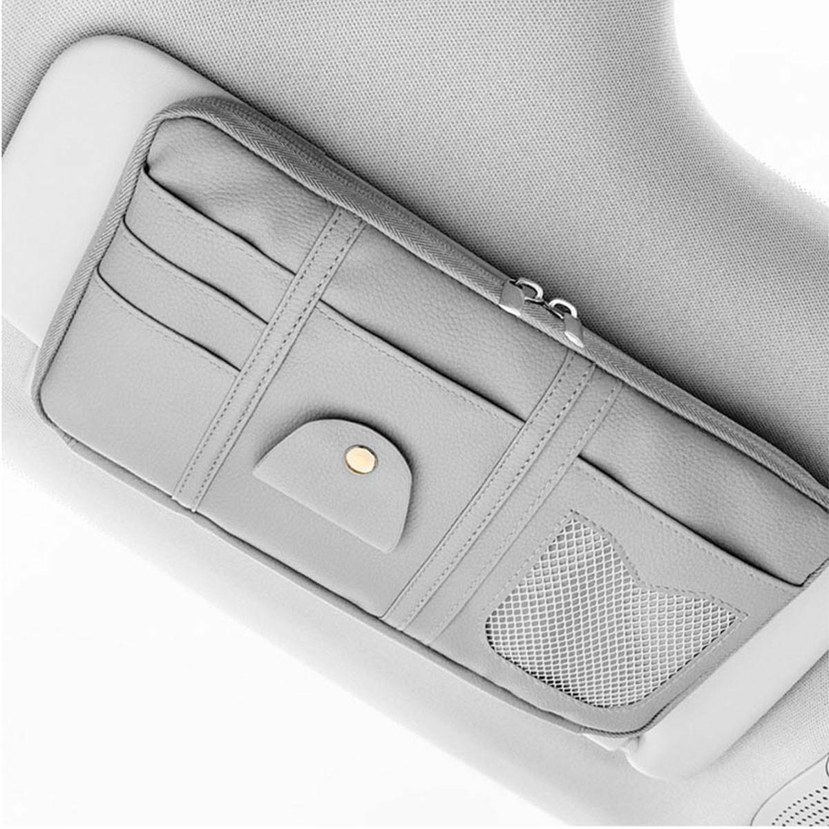 Car Sun Visor Organizer Multi-Pocket Leather Sunglasses Holder Storage Card Holder Card IC Glasses Clip Sunshade Bag Car Storage I.284376789