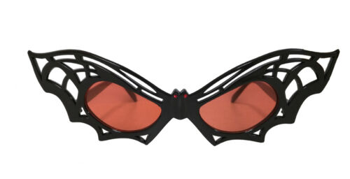 Lunettes de vue chauve-souris noires avec lentilles roses masque mascarade - Photo 1 sur 4