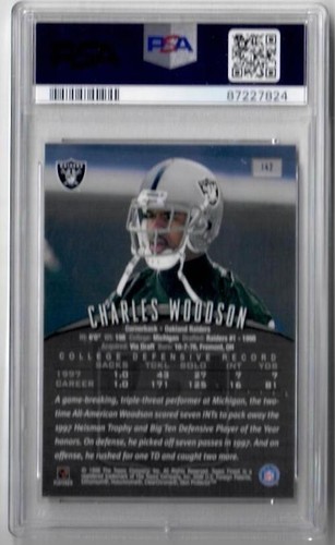 Tarjeta de novato Finest Charles Woodson 1998 #142 con revestimiento protector PSA 6 EX-MT - Imagen 2 de 2