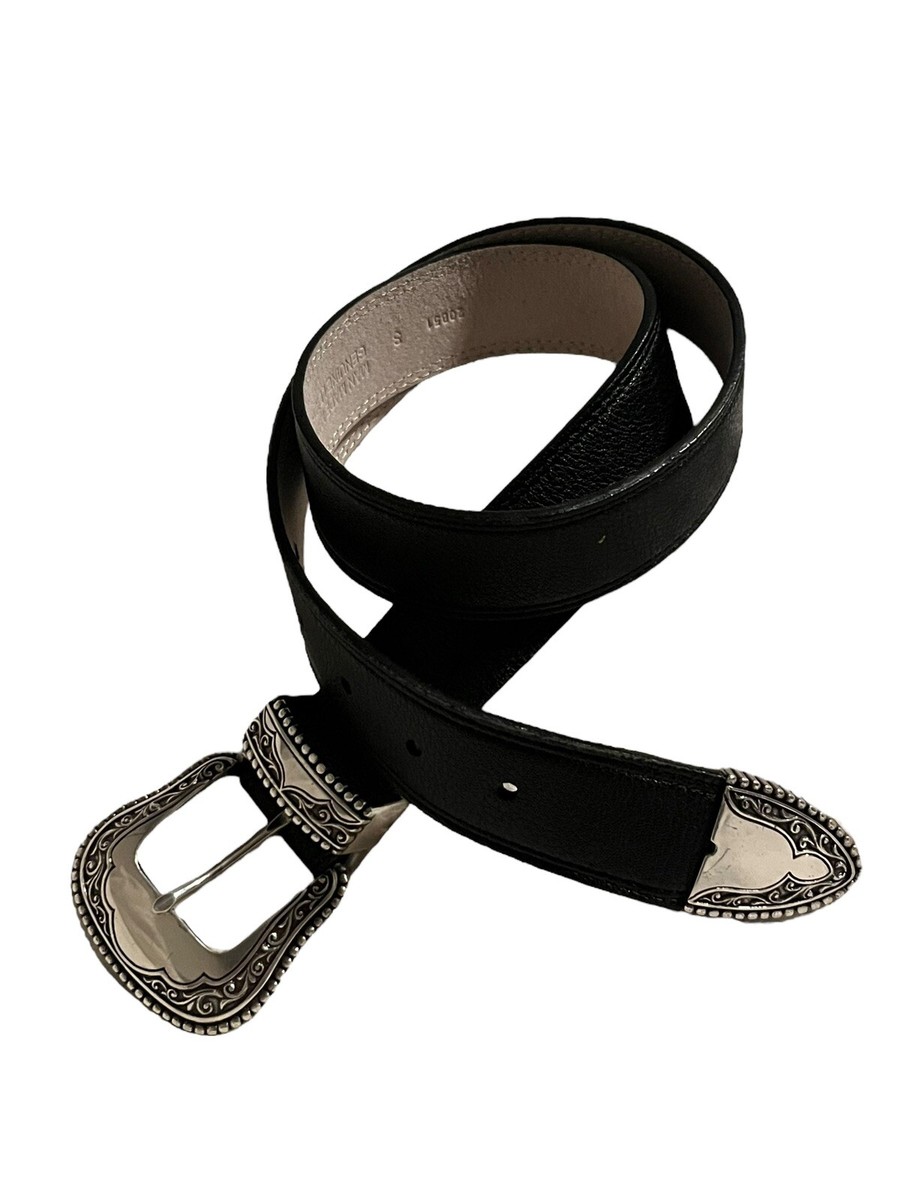 マイケル Black Western Belt Womens Size Small Ornate Buckle Metal Western