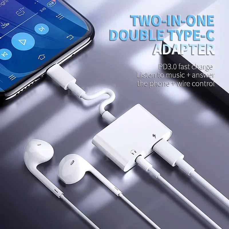 2in1 Charger and Headphone USB Type C to 3.5mm Aux Audio Cable Cord Adapter Lot - Image 2 of 4