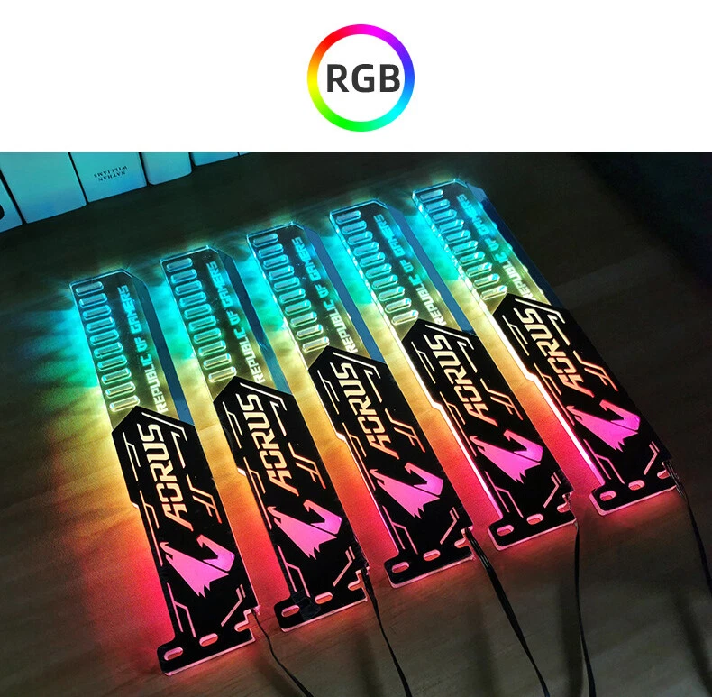 RGB Graphics Card Bracket LED Sync Light Acrylic for Brace GPU Fix Video Card PC - Image 4 of 4