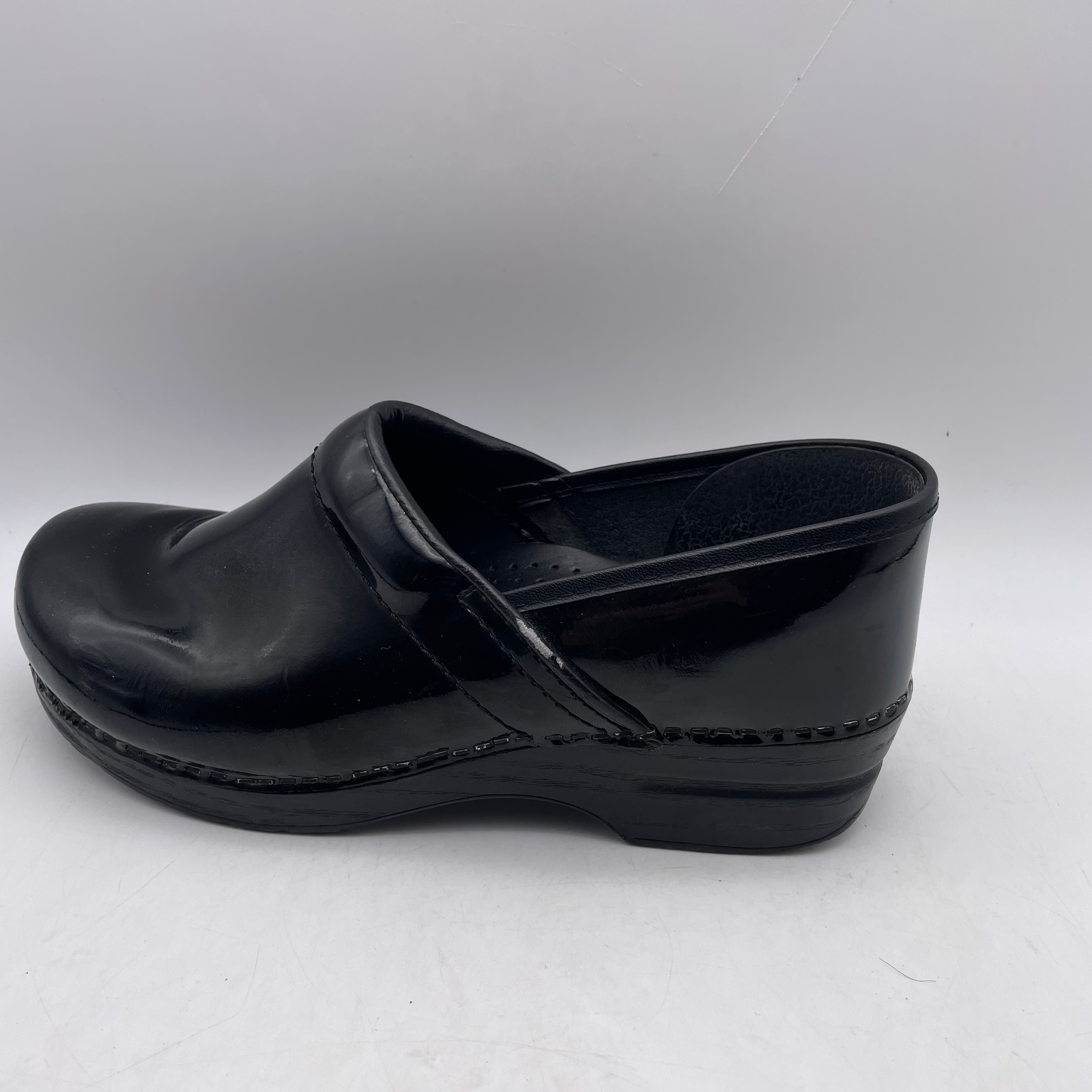 Black Patent Leather Nursing Clogs slip 
