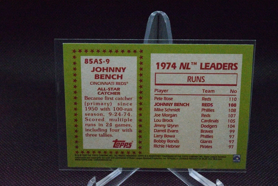 Johnny Bench #85AS-9 - 2020 Topps - 1985 Retro - All Star - Image 2 of 2