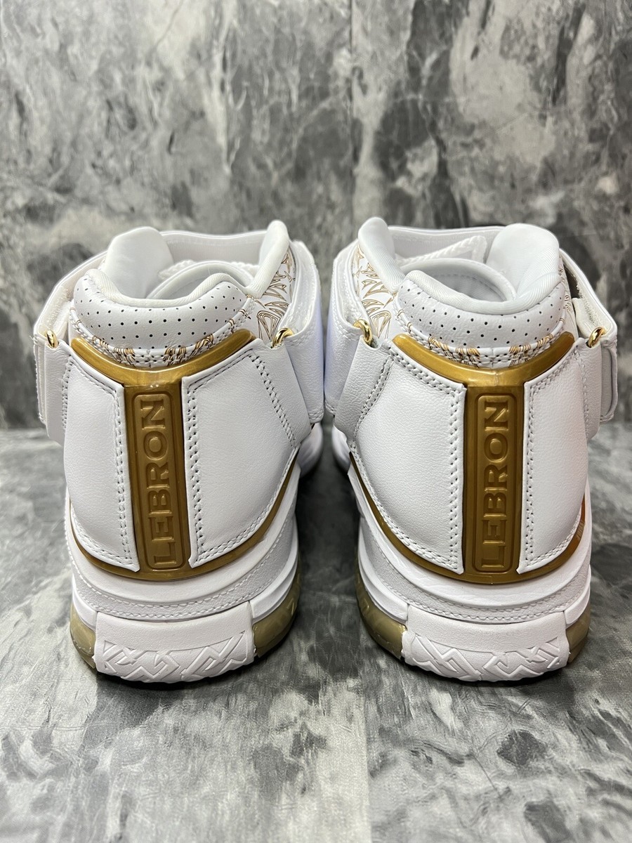 Nike Zoom Lebron 2 Retro Maccabi 2022 White Gold Sneakers DJ4892