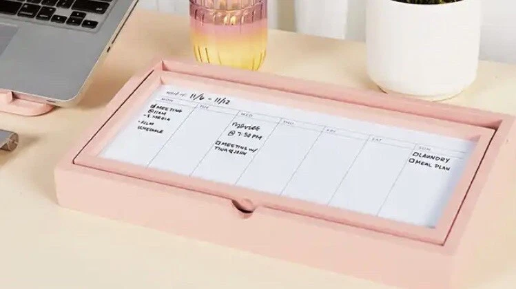 Erin Condren Weekly Schedule Desktop Whiteboard Blush Color w/ Storage NIP NEW - Image 2 of 4
