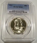 1961 50c PCGS MS65 FRANKLIN HALF SILVER VERY WHITE MS 65