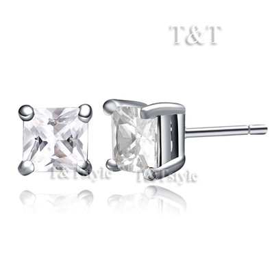 Aaliyah Princess Square 4mm CZ Earrings In Silver - Jewellery Co. Australia - Foto 9