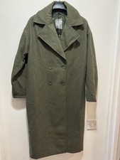 TRENDYOL New Long Khaki Green Coat Size Uk 6 Euro 34 ideal for the races 