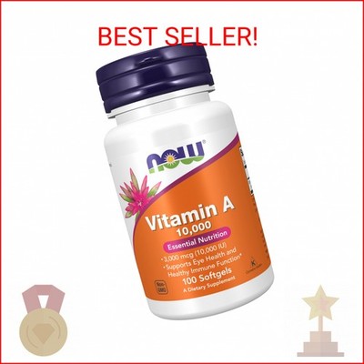 NOW Supplements, Vitamin A 10,000 IU, Eye Health*, Essential Nutrition, 100 Soft