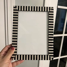 Natalini of Italy Picture Frame Wood Marquetry 5x7 Photo Black Ivory Stripe