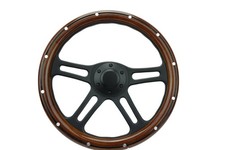 Wood Steering Wheel 14 Inch Black W Installation Adapter And Horn 69-94 Chevy