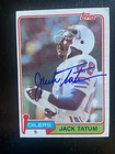 Jack Tatum Autographed  1981 Topps Football Card #8 The Assassin Oilers Raiders