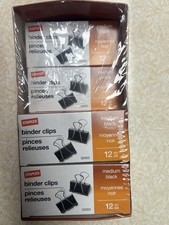 Lot of 10 Staples Medium Black Binder Clips Open Pack of 10-120 Pieces Total New