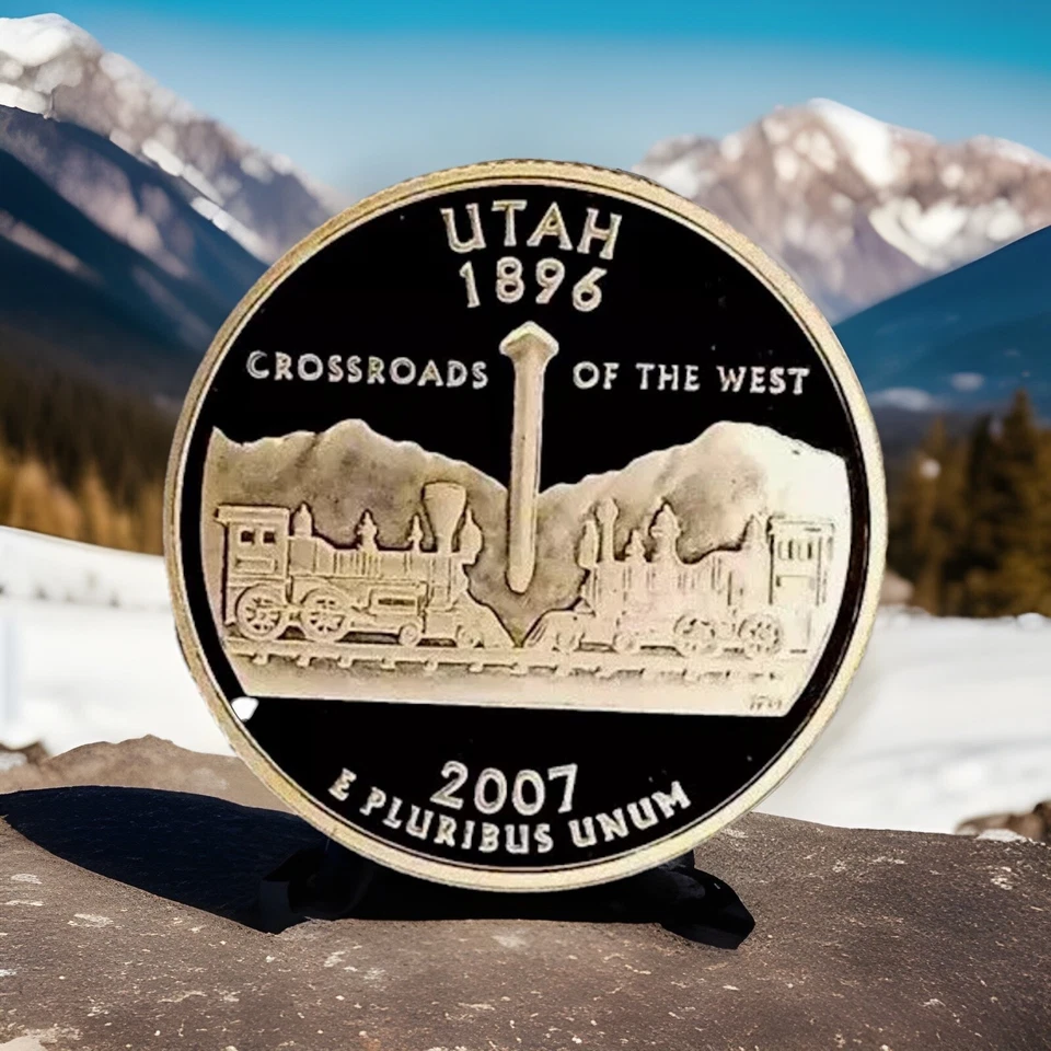 2007-S Cameo PROOF 90% SILVER "Utah" STATE Washington Quarter Fast Shipping - Image 3 of 4