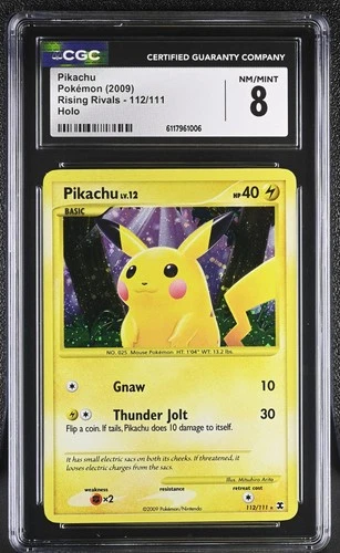 CGC 8 Pikachu 2009 Rising Rivals 112/111 Holo Pokemon Card