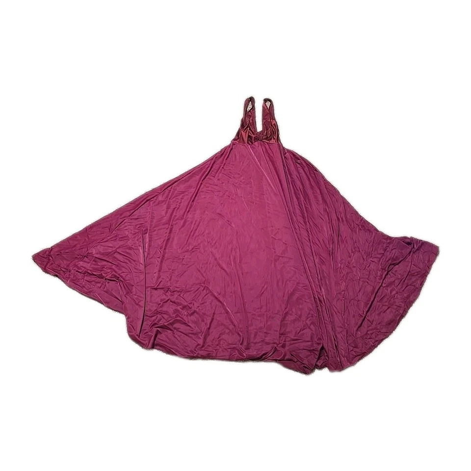 De Colección Olga Bodysilk Nylon Camisón 9286 Borgoña Largo Completo Gran Barrido Vestido Med Foto 4 de 4