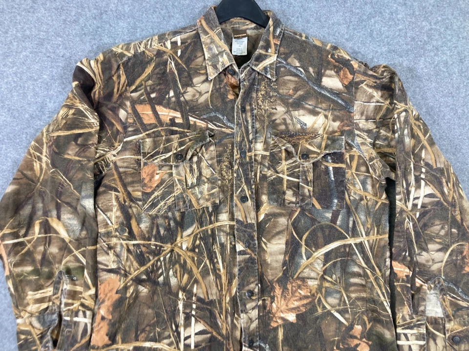 Camisa Ranger Exterior Abotonada Para Hombres XL Marrón Franela Gamuza Camuflaje Foto 2 de 4