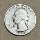 1934 Washington Silver Quarter 25C Business Strike Philadelphia KM#164