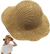 Women Straw Hat, Foldable Floppy Wide Brim Sun Cap, Sun Hats, Summer Outdoor Be