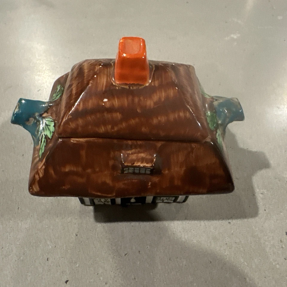 John Haddock & Sons Vintage Sugar Pot Lidded Jar Rustic Tudor House N740521 - image 2 of 4