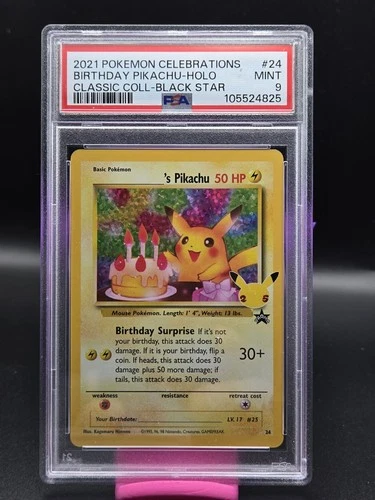 2021 POKEMON CELEBRATIONS CLASSIC COLLECTION #24 BIRTHDAY PIKACHU-HOLO PSA 9