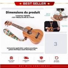 Sangle Guitare et Ukulélé Réglable 60-105cm - Toile Polyester pour Acoustique,