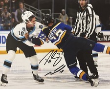 Maveric Lamoureux Vs Mathieu Joseph Signed 8x10 Photo UTAH MAMMOTH - Blues W/COA