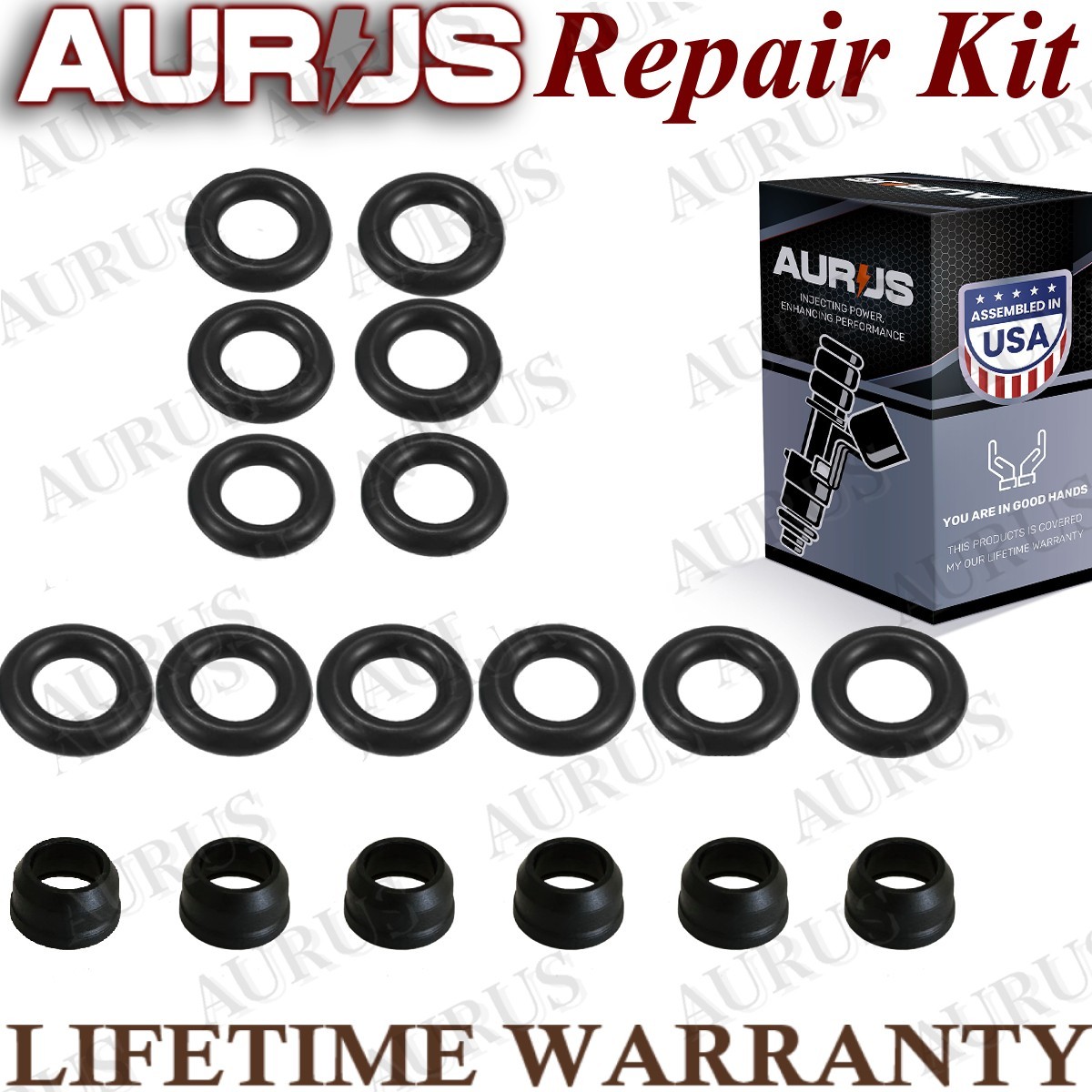 Aurus OEM Set of 6 Fuel Injector Repair Kits for 2004-2007 Buick Chevy Malibu Pontiac Saturn 3.5L 12586557