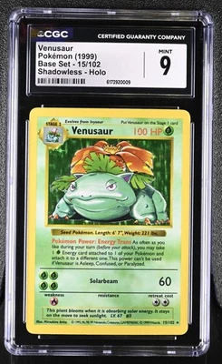 VENUSAUR 15/102 SHADOWLESS HOLO BASE SET POKEMON CGC 9 MINT - Image 1 of 2