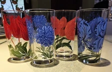Boscul Swanky Swig Drinking Glasses Tulips Aster Tulip Iris Set Of 4