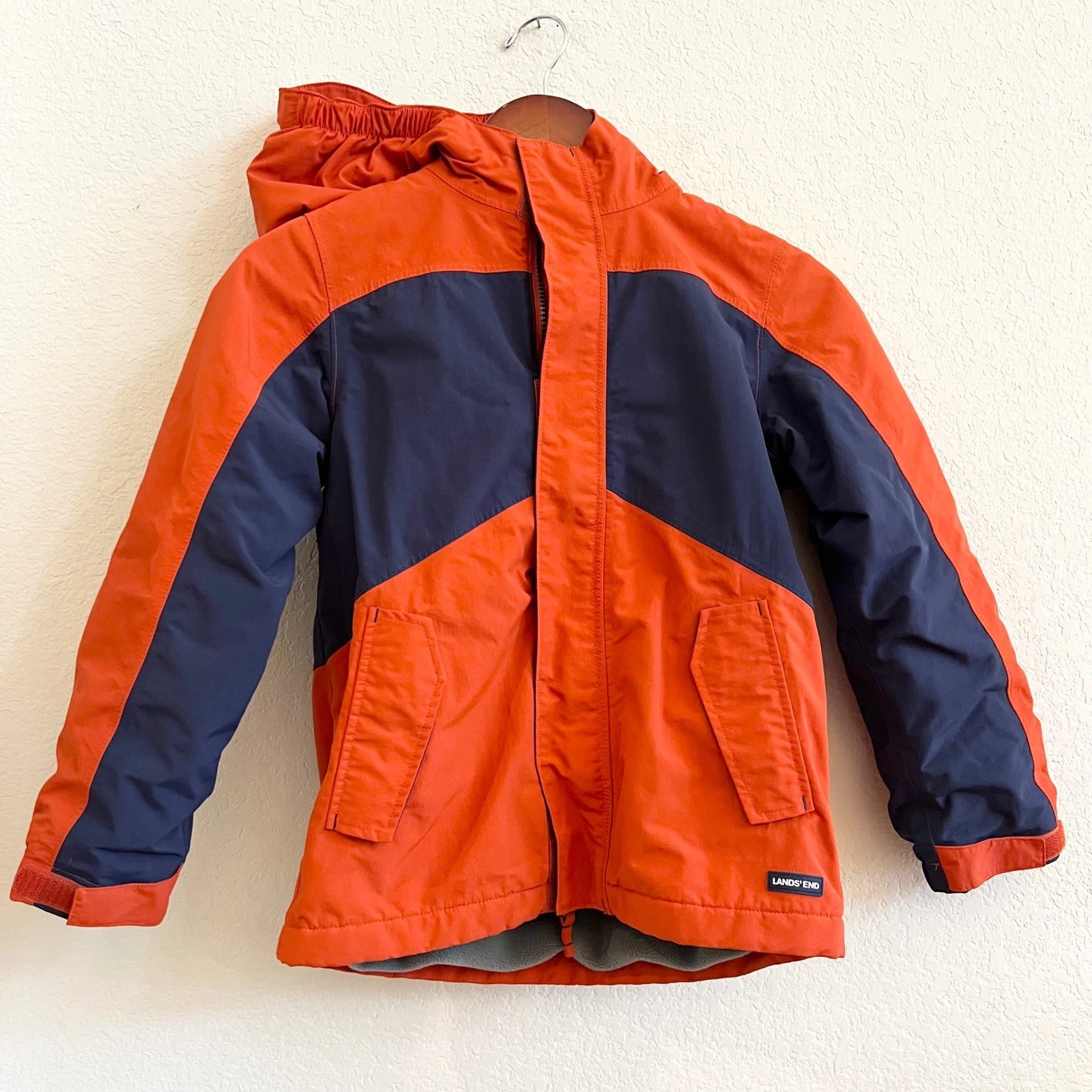Lands End Kids Snow Ski Winter Coat Jacket Size S 8 Fleece Lined Grow A Long