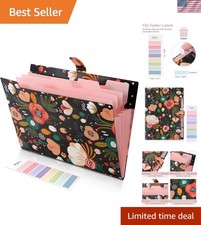 Expanding File Folder with 5 Pockets, Floral Accordion File Organizer for Imp...