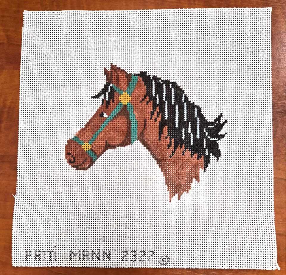 Patti Mann Hand-Painted Needlepoint Bay Horse #2322 Canvas 18 Ct - Image 2 of 3