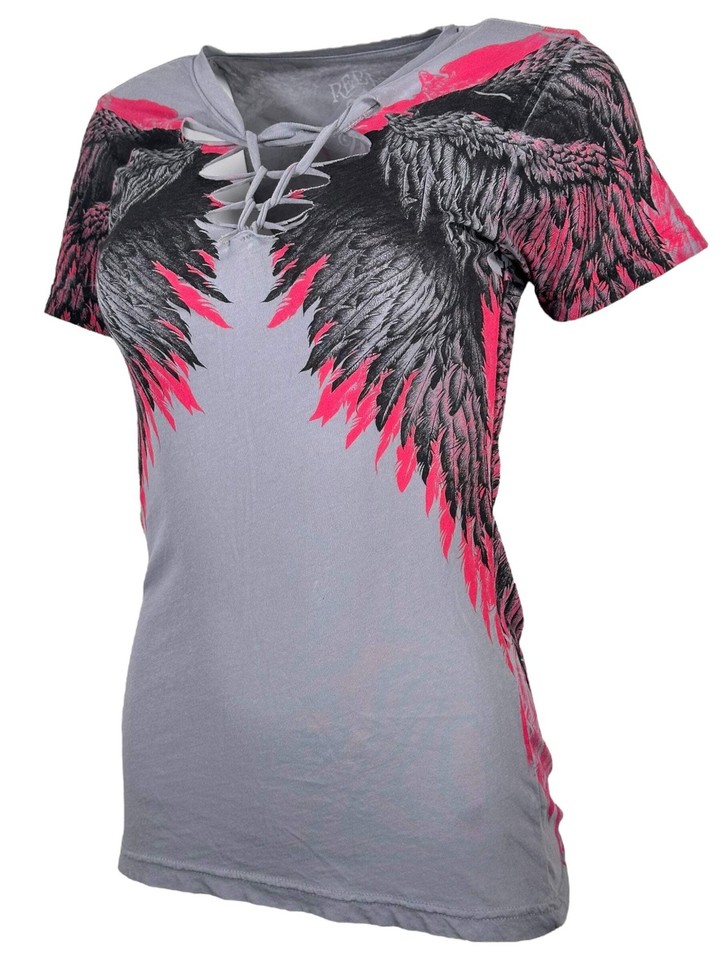 Maglietta Donna Rebel Saint By Affliction Fly Above – Girocollo Originale