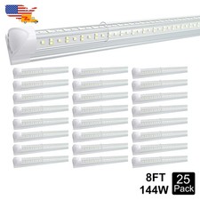 25 Pack 8Ft Led Shop Light Ceiling Mounted Fixtures 144W 18000Lm 6500K T8 Bulbs