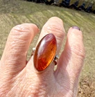 VINTAGE BALTIC  AMBER STERLING SILVER 925 HANDMADE  RING 28mm   SIZE 8