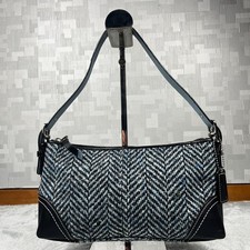 Good Condition COACH Accessory Pouch Tweed Blue Black