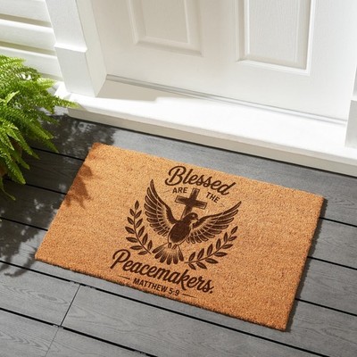 Matthew 5:9 Doormat 18x30 Laser Engraved Coir Fiber Indoor Outdoor