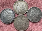 MORGAN SILVER DOLLAR COINS. LOT OF 4 CIRCULATED  VF./XF.  PRE. 1921  LOT # 1