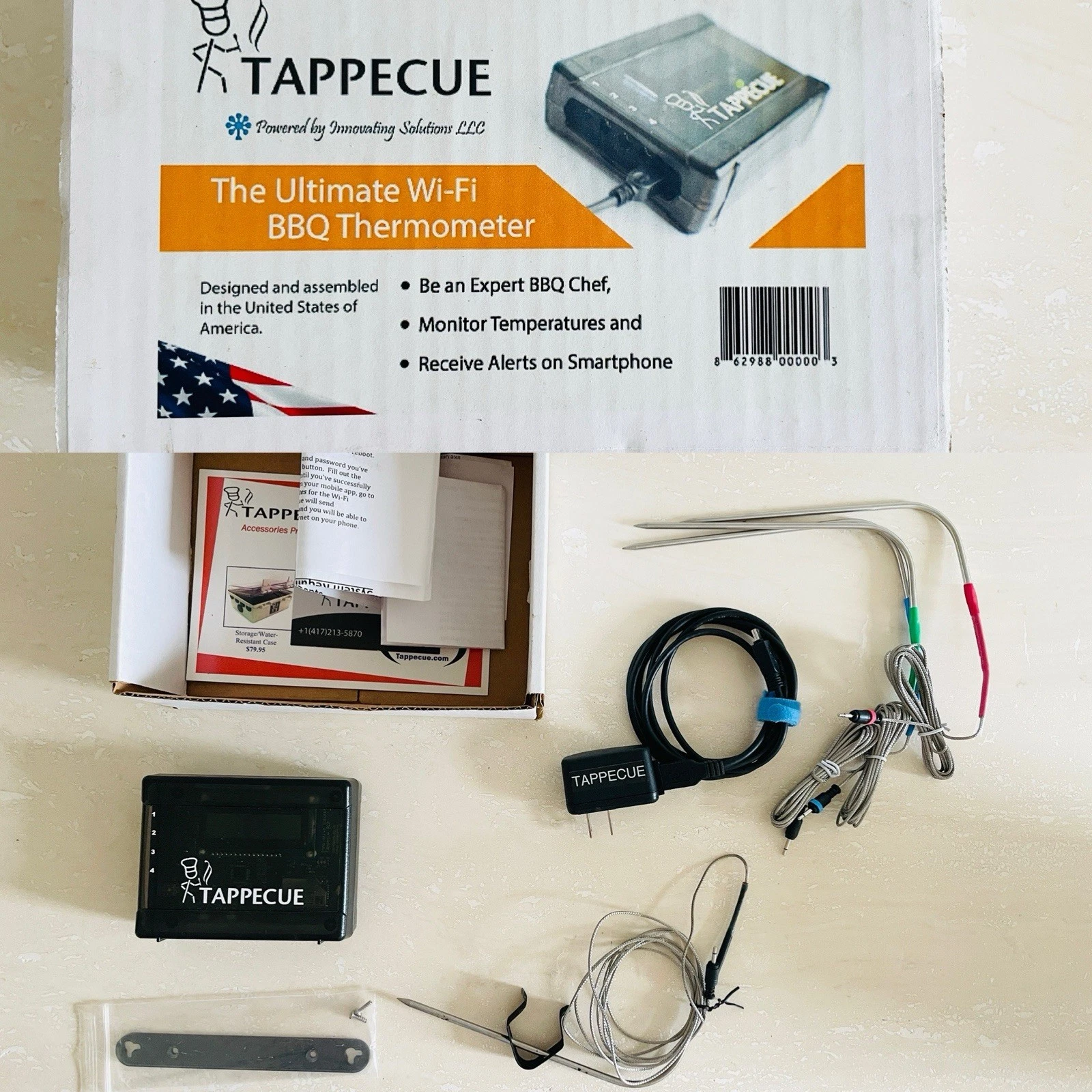 Tappecue Ultimate Wi-Fi BBQ Meat Smoker Thermometer Barbecue Temperature Control