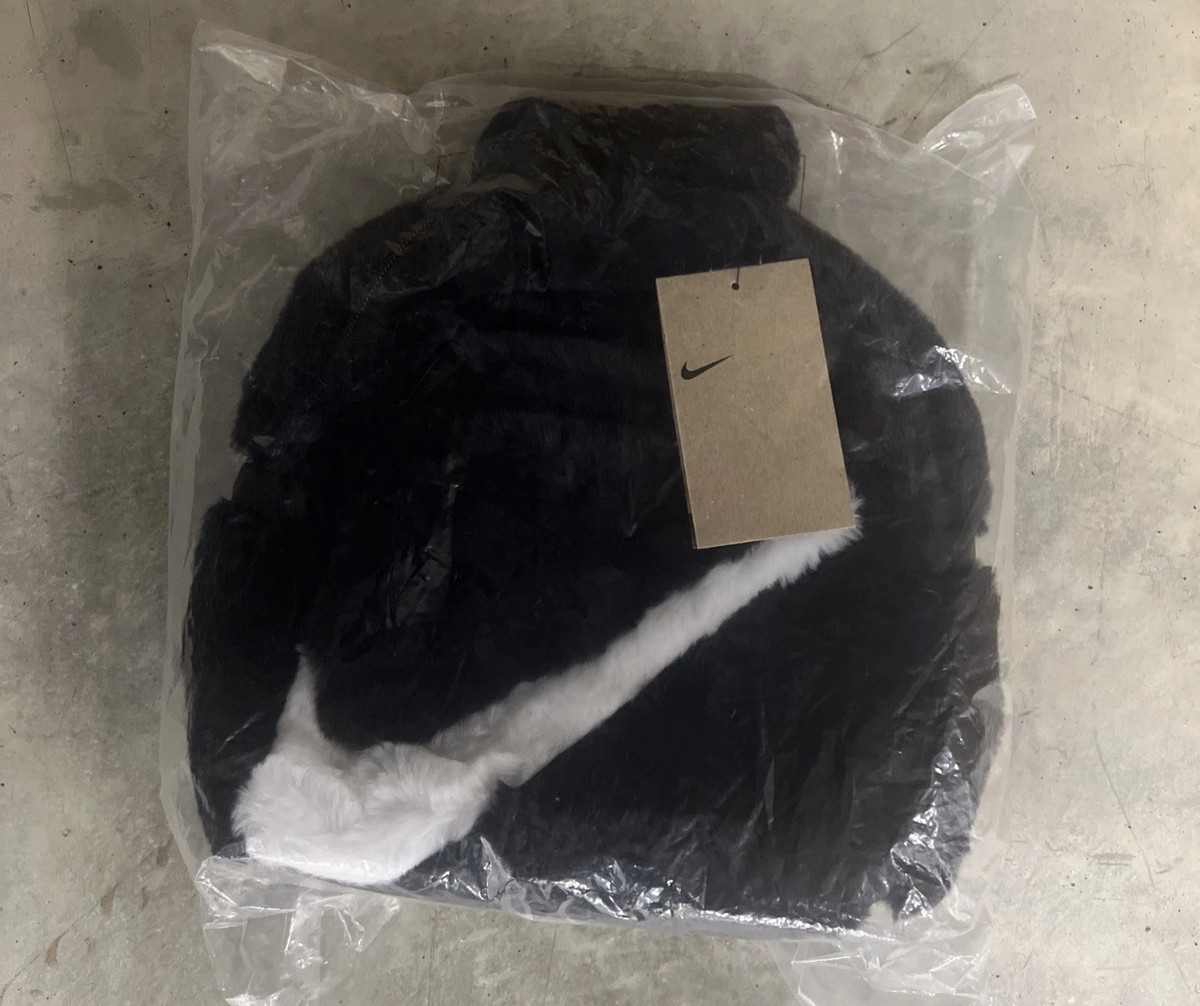 Nike Faux Fur Small (MINI) Backpack Black & White FB3049-010 NWT BIG KIDS main image 3