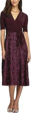 Alex Evenings Women's Tea Length Jersey and Rosette Lace Dress (Petite and