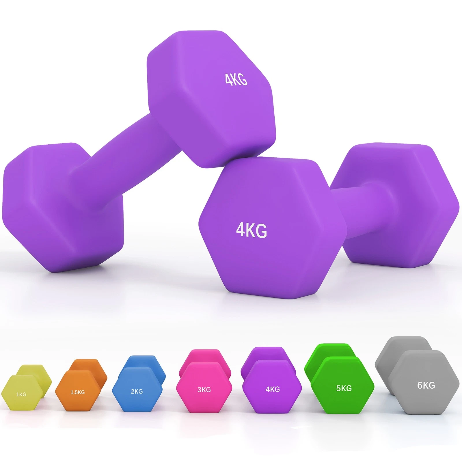 SPORTNOW Set of 2 Hexagonal Dumbbells Weights Pair, 2 x 4kg, Purple
Opens in a new window or tab