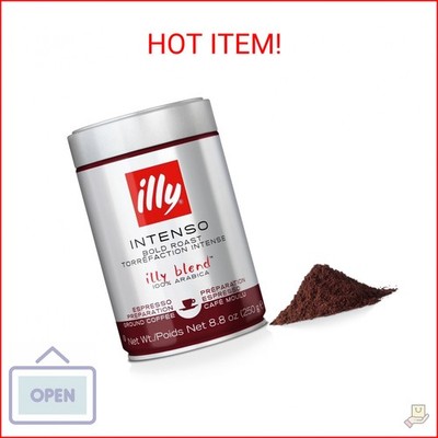 illy Intenso Ground Espresso Coffee, Bold Roast, Intense, Robust and Full Flavor