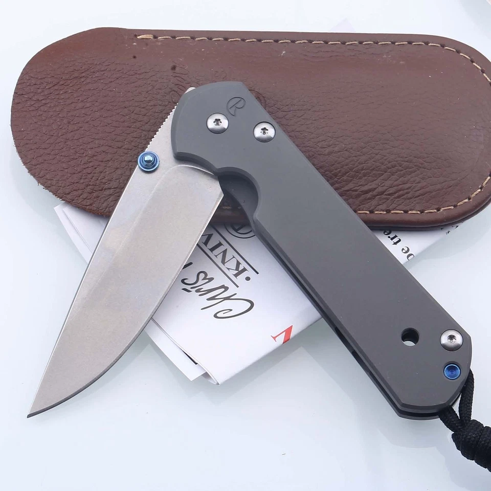 Cuchillo de bolsillo con mango de titanio Sebenza bloqueo de marco D2 hoja de acero funda de cuero Foto 4 de 4