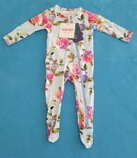 Hapiu Roses Bamboo Footed Two Way Zipper Footie Baby Pajamas